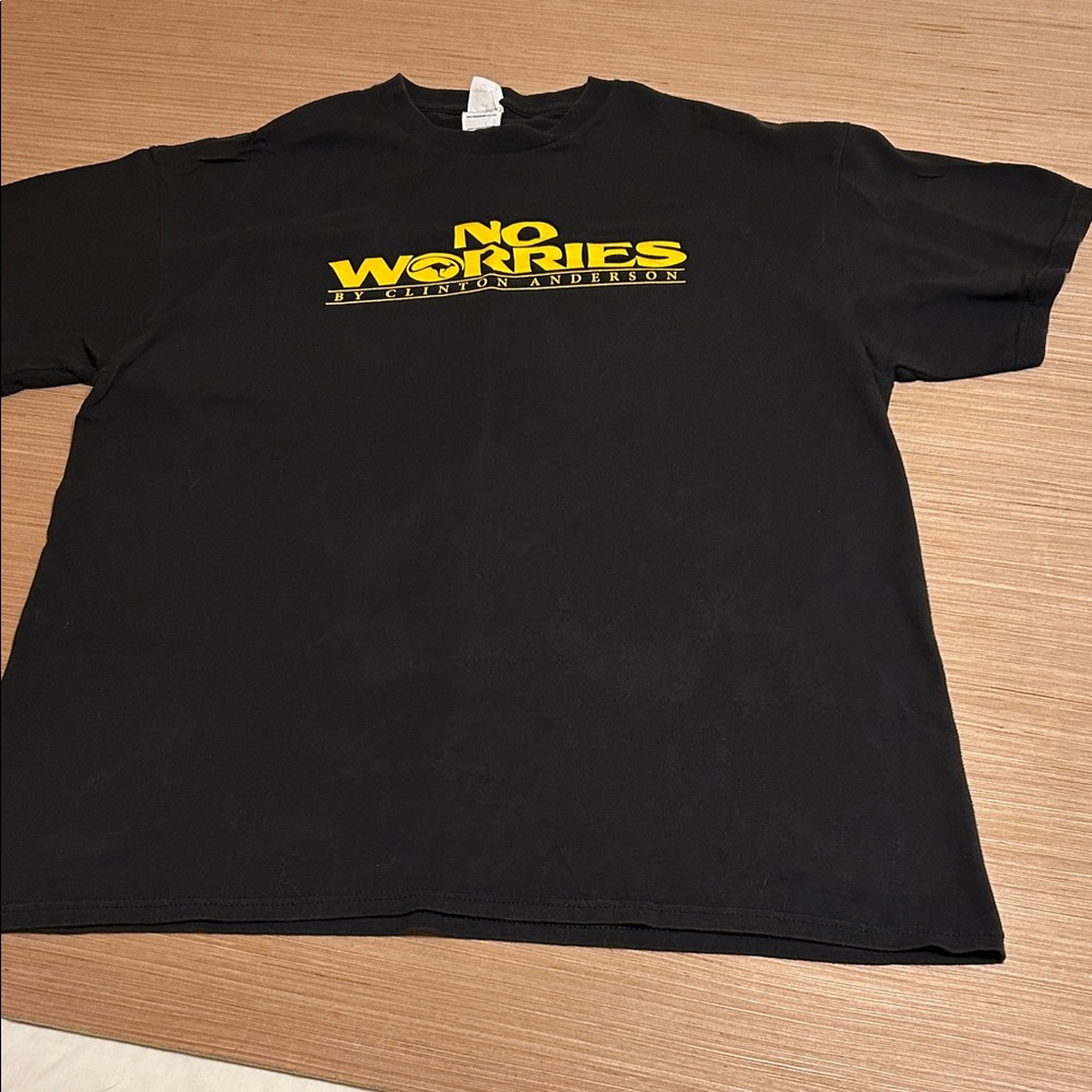 Clinton Anderson NO Worries Black Tee with Yellow Logo Size Men’s XL Vintage